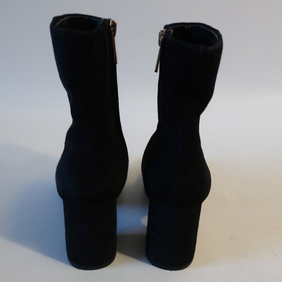 Womens Sam Edelman Fawn Black Suede Ankle Zip Block Heel Booties 7 - Picture 5 of 10
